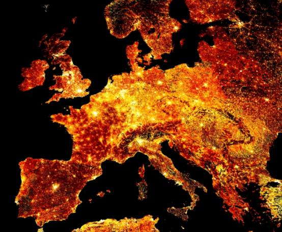 欧洲的人口分布图（作者本人提供的图片）